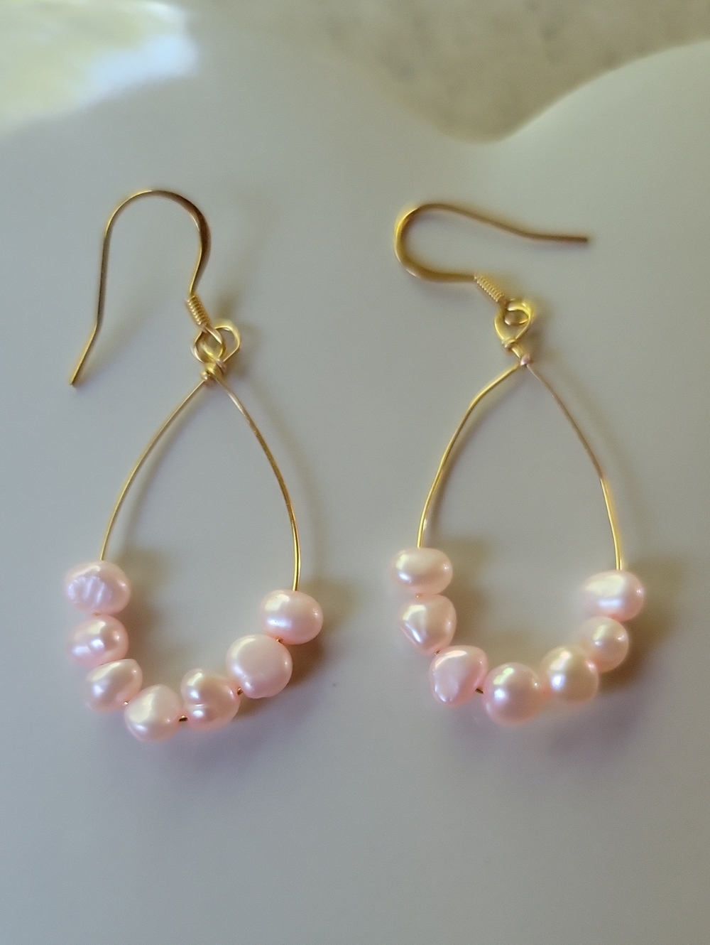 Pink Pearl Dangle Earrings